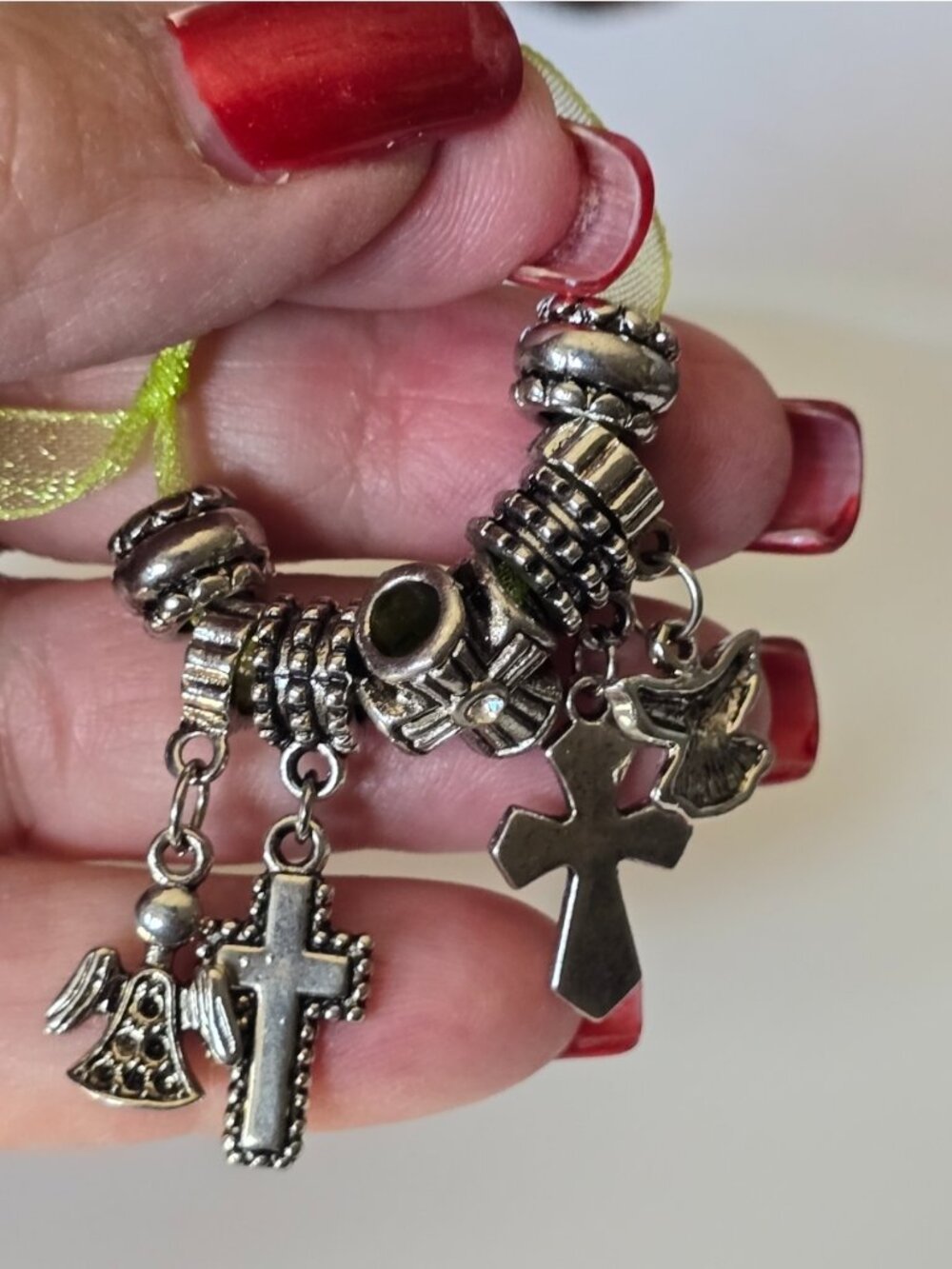 Jewelry Making Charms Cross Angels Religious Silver *